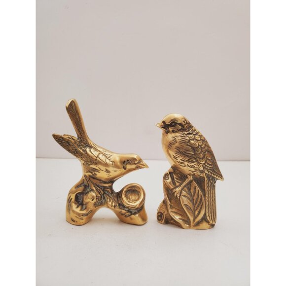 Other - Pair of Vintage Mid-Century Brass Songbird Figurines, Beautiful MCM Bird